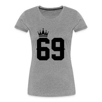 69 - Women's Premium Organic T-Shirt - heather grey - Front - Mia (176cm)