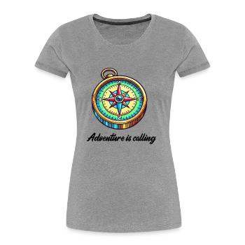 Boussole Aventure - T-shirt bio Premium Femme - gris chiné - Devant - Mia (176cm)