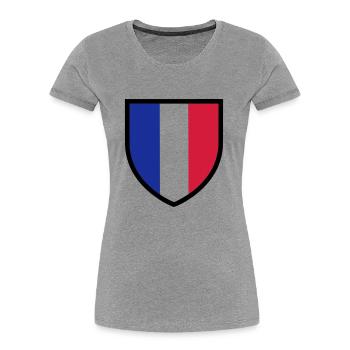 blason, écusson, drapeau France (T) - T-shirt bio Premium Femme - gris chiné - Devant - Mia (176cm)