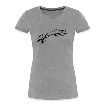 Frosch springen - Frauen Premium Bio T-Shirt - Grau meliert - Vorne - Mia (176cm)