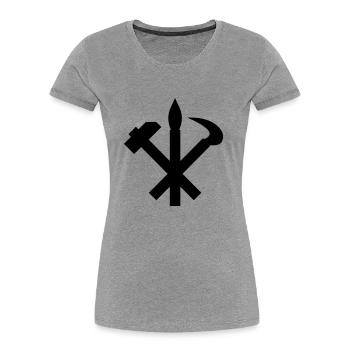 Nordkorea DPRK Wappen Symbol - Frauen Premium Bio T-Shirt - Grau meliert - Vorne - Mia (176cm)