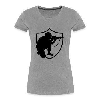 soldier design - Frauen Premium Bio T-Shirt - Grau meliert - Vorne - Mia (176cm)