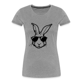 Rabbit with sunglasses Rabbit's head Gift idea - Women's Premium Organic T-Shirt - heather grey - Front - Mia (176cm)