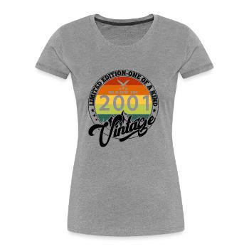 2001 Geburtstag Geboren im Jahr 2001 Vintage Retro. Editio - Frauen Premium Bio T-Shirt - Grau meliert - Vorne - Mia (176cm)