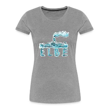Elbe - Frauen Premium Bio T-Shirt - Grau meliert - Vorne - Mia (176cm)