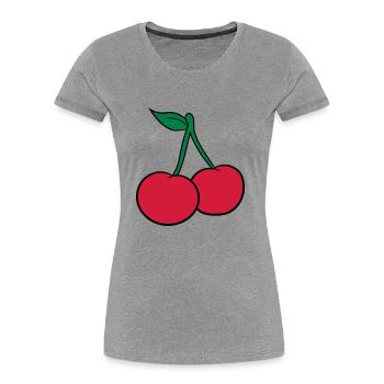 2 cerise feuille conception savoureuse - T-shirt bio Premium Femme - gris chiné - Devant - Mia (176cm)