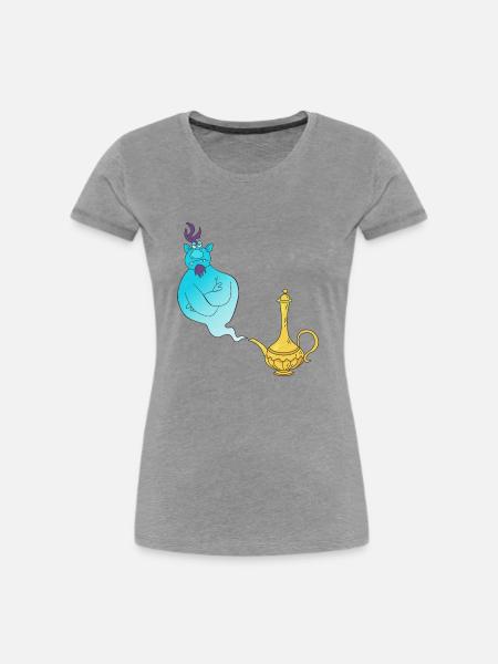 Gini Wunderlampe Flaschengeist - Frauen Premium Bio T-Shirt - Grau meliert