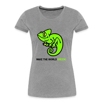 Chamäleon - Frauen Premium Bio T-Shirt - Grau meliert - Vorne - Mia (176cm)