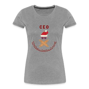 CEO der Weihnachtsbäckerei - Frauen Premium Bio T-Shirt - Grau meliert - Vorne - Mia (176cm)