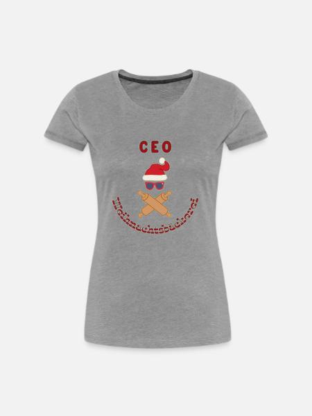 CEO der Weihnachtsbäckerei - Frauen Premium Bio T-Shirt - Grau meliert