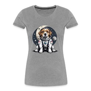 Hund Astronaut Dog Weltall Hundeliebe Geschenk - Frauen Premium Bio T-Shirt - Grau meliert - Vorne - Mia (176cm)