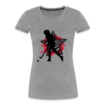Hockey fille - T-shirt bio Premium Femme - gris chiné - Devant - Mia (176cm)