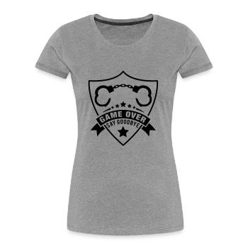 game_over_say_goodbye__f1 - Frauen Premium Bio T-Shirt - Grau meliert - Vorne - Mia (176cm)