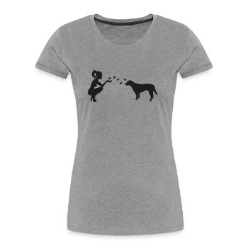 Labrador mit Frau - Frauen Premium Bio T-Shirt - Grau meliert - Vorne - Mia (176cm)