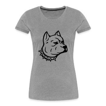 pit_dog_c1 - Frauen Premium Bio T-Shirt - Grau meliert - Vorne - Mia (176cm)