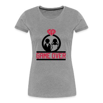 Game Over - Frauen Premium Bio T-Shirt - Grau meliert - Vorne - Mia (176cm)