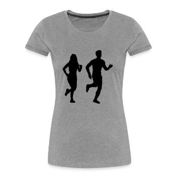 Sport - Jogger Mann Frau - Frauen Premium Bio T-Shirt - Grau meliert - Vorne - Mia (176cm)