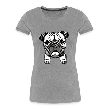 Bulldog Français Chien Anglais 8 - T-shirt bio Premium Femme - gris chiné - Devant - Mia (176cm)
