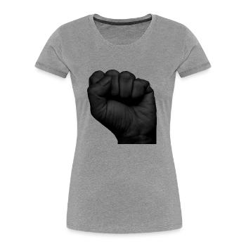 Fist Black Lives matter - T-shirt bio Premium Femme - gris chiné - Devant - Mia (176cm)