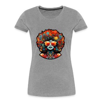 La FunkFleurie - Frauen Premium Bio T-Shirt - Grau meliert - Vorne - Mia (176cm)