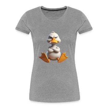 Ente grimmig 1 - Frauen Premium Bio T-Shirt - Grau meliert - Vorne - Mia (176cm)