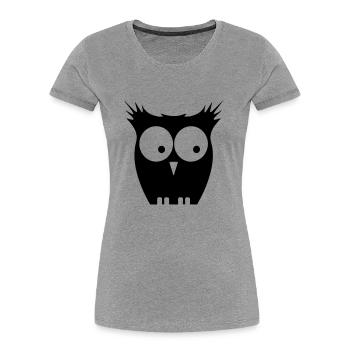 Yeux de hibou - T-shirt bio Premium Femme - gris chiné - Devant - Mia (176cm)