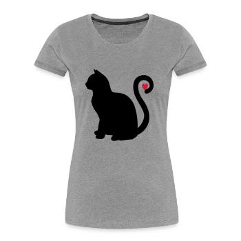 katze schwarz herz - Frauen Premium Bio T-Shirt - Grau meliert - Vorne - Mia (176cm)