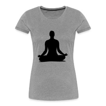 yoga___f1 - Frauen Premium Bio T-Shirt - Grau meliert - Vorne - Mia (176cm)