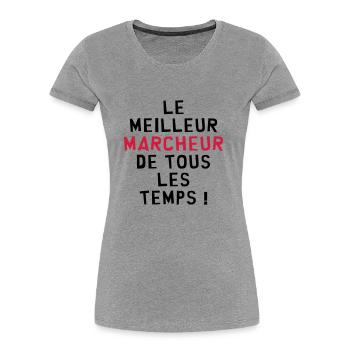 Course à pied / Marche / Marcheur / Running / Run - T-shirt bio Premium Femme - gris chiné - Devant - Mia (176cm)
