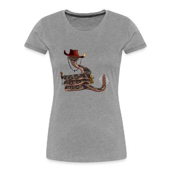 Serpent avec chapeau de cow-boy, style comique - T-shirt bio Premium Femme - gris chiné - Devant - Mia (176cm)