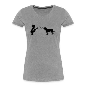 Boerboel mit Frau - Frauen Premium Bio T-Shirt - Grau meliert - Vorne - Mia (176cm)