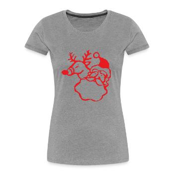 Weihnachtsmann Rentier - Frauen Premium Bio T-Shirt - Grau meliert - Vorne - Mia (176cm)