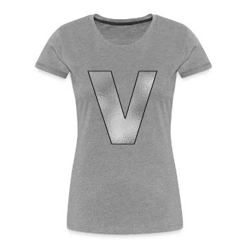 Lettre V Argent - T-shirt bio Premium Femme - gris chiné - Devant - Mia (176cm)