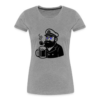 Capitaine Bière - T-shirt bio Premium Femme - gris chiné - Devant - Mia (176cm)