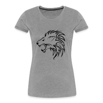 lion_01 - Frauen Premium Bio T-Shirt - Grau meliert - Vorne - Mia (176cm)