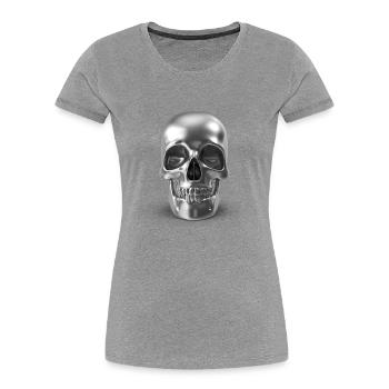 Silver Skull - silber schädel 3D - Frauen Premium Bio T-Shirt - Grau meliert - Vorne - Mia (176cm)