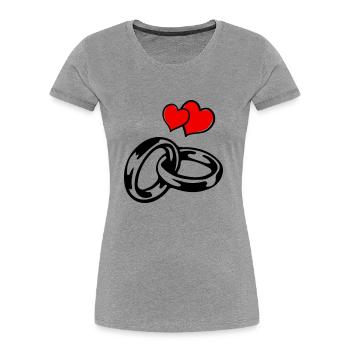 eheringe hearts - Frauen Premium Bio T-Shirt - Grau meliert - Vorne - Mia (176cm)