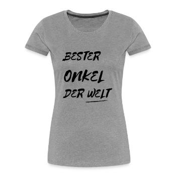 onkel - Frauen Premium Bio T-Shirt - Grau meliert - Vorne - Mia (176cm)