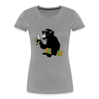 skateboard monkey - Frauen Premium Bio T-Shirt - Grau meliert - Vorne - Mia (176cm)