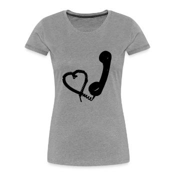 Combiné rétro avec le coeur - T-shirt bio Premium Femme - gris chiné - Devant - Mia (176cm)