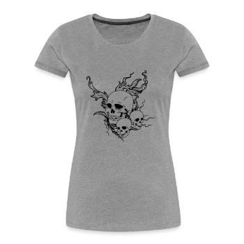skull_flower02 - Women's Premium Organic T-Shirt - heather grey - Front - Mia (176cm)