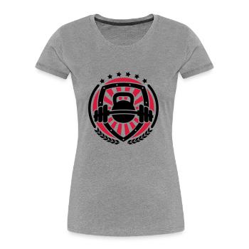 Workout Blason 02 - T-shirt bio Premium Femme - gris chiné - Devant - Mia (176cm)