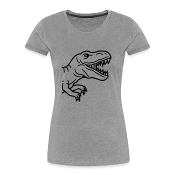 halb kopf brüllen t-rex tyrannosaurus saurier rex - Frauen Premium Bio T-Shirt - Grau meliert - Vorne - Mia (176cm)