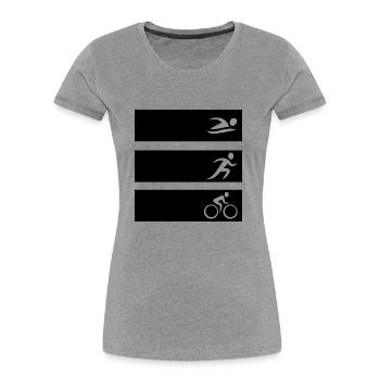 Triathlon Natation Bike Run - T-shirt bio Premium Femme - gris chiné - Devant - Mia (176cm)