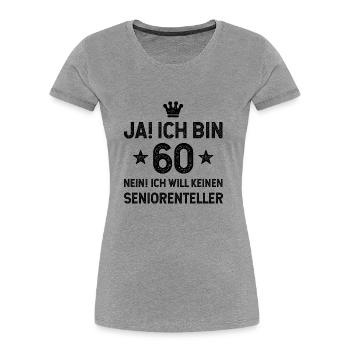 60. Geburtstag - Frauen Premium Bio T-Shirt - Grau meliert - Vorne - Mia (176cm)