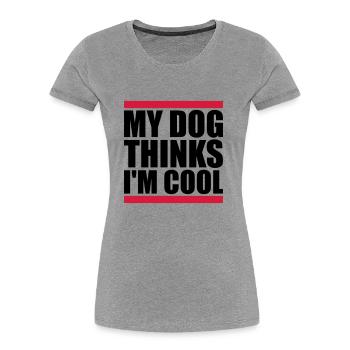 Dog thinks in the cool - Women's Premium Organic T-Shirt - heather grey - Front - Mia (176cm)