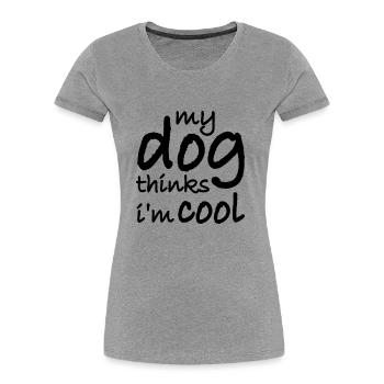 Dog thinks in the cool - Women's Premium Organic T-Shirt - heather grey - Front - Mia (176cm)