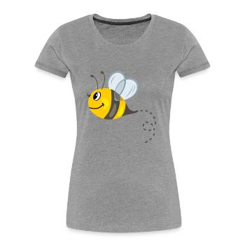 Happy funny bee - Women's Premium Organic T-Shirt - heather grey - Front - Mia (176cm)