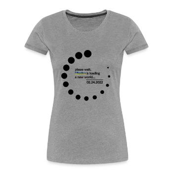 Print Loading english black - Women's Premium Organic T-Shirt - heather grey - Front - Mia (176cm)