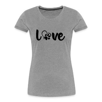 Citation de chien - T-shirt bio Premium Femme - gris chiné - Devant - Mia (176cm)